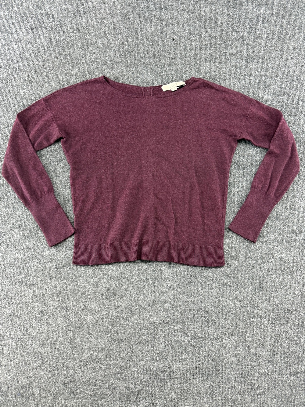 LOFT Sweater Womens XS Purple Button Back Boat Neck Long Sleeve Pullover Knit